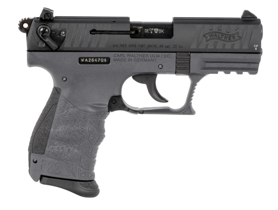 Walther Arms 5120765 P22 Q 22 LR 10+1 3.42&quot; Black Steel/Threaded Barrel, Matte Black Tenifer Serrated/Steel Slide &amp; Tungsten Gray Polymer Frame w/Picatinny Rail, Black Interchangeable Backstrap Grips
