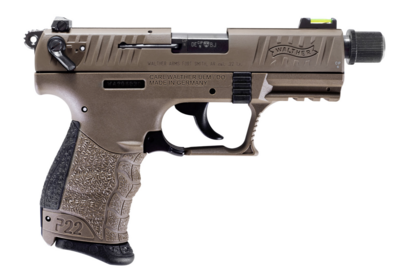Walther Arms 5120753 P22 Q Tactical 22 LR 10+1 3.42&quot; Steel/Threaded Barrel, Flat Dark Earth Serrated/Steel Slide, Flat Dark Earth Polymer Frame w/Picatinny Rail, Black Interchangeable Backstrap Grips