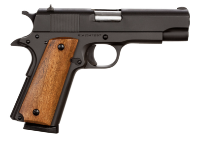 Rock Island 51417 GI Standard MS *CA Compliant 45 ACP Caliber with 4.20&quot; Barrel, 8+1 Capacity, Overall Black Parkerized Finish Steel, Beavertail Frame, Serrated Slide &amp; Wood Grip