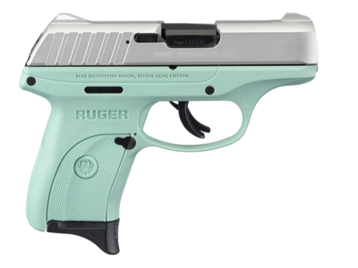Ruger 13200 EC9s 9mm Luger Black Oxide Alloy Steel 3.12&quot; Barrel 7+1, Turquoise High Performance Glass-Filled Nylon Frame, Aluminum Cerakote Hardened Steel Slide