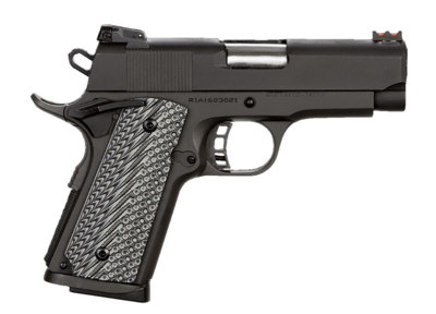 Rock Island 51479 Rock Ultra CS 45 ACP Caliber with 3.50&quot; Barrel, 7+1 Capacity, Overall Black Parkerized Finish Steel, Beavertail Frame, Serrated Slide &amp; Black/Gray G10 Grip