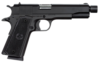 Rock Island 51473 GI Standard FS 45 ACP Caliber with 5&quot; Barrel, 8+1 Capacity, Overall Black Parkerized Finish Steel, Beavertail Frame, Serrated Slide &amp; Black Rubber Grip