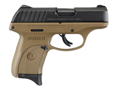 Ruger 3297 EC9s 9mm Luger Black Oxide Alloy Steel 3.12&quot; Barrel 7+1, Flat Dark Earth High Performance Glass-Filled Nylon Frame, Black Oxide Hardened Alloy Steel Slide