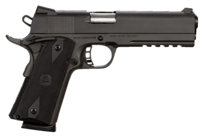 Rock Island 51484 Tac Standard FS 45 ACP Caliber with 5&quot; Barrel, 8+1 Capacity, Overall Black Parkerized Finish Steel, Picatinny Rail/Beavertail Frame, Serrated Slide &amp; Black Rubber Grip