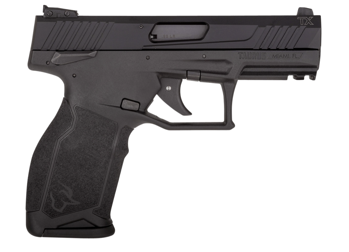 Taurus TX22 22 LR 10+1 4.10&quot; Matte Black Barrel, Black Hard Coat Anodized Serrated Slide, Black Polymer Frame w/Picatinny Rail, Black Ergonomic Polymer Grips