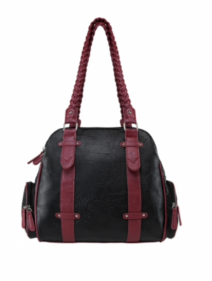 VISM by NcSTAR CONCEALED CARRY  BRAIDED SHOULDER BAG- BLACK W/BURGUNDY