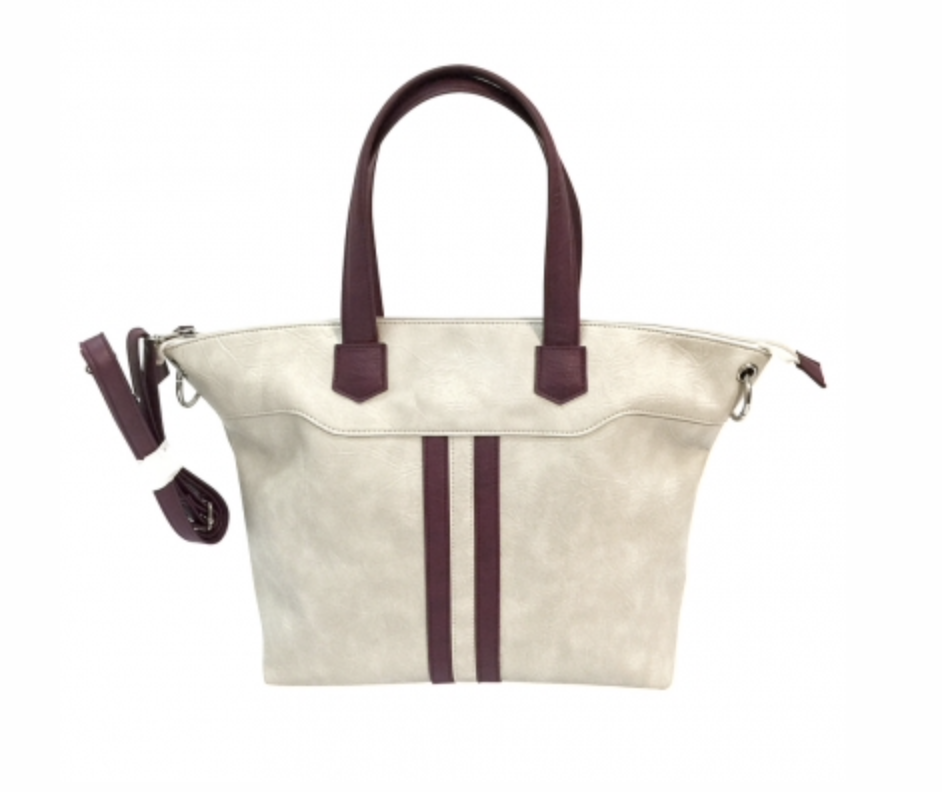 VISM by NcSTAR CONCEALED CARRY SATCHEL- OFF WHITE W/ BURGUNDY