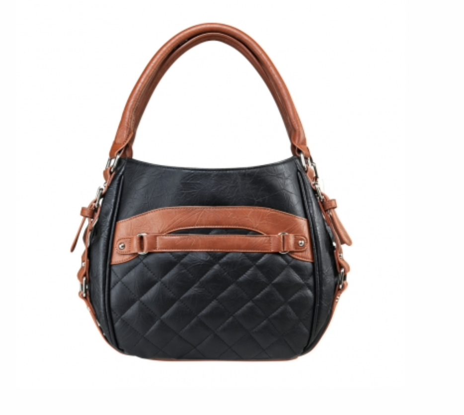 VISM by NcSTAR CONCEALED CARRY QUILTED HOBO BAG-BLACK w/ BROWN