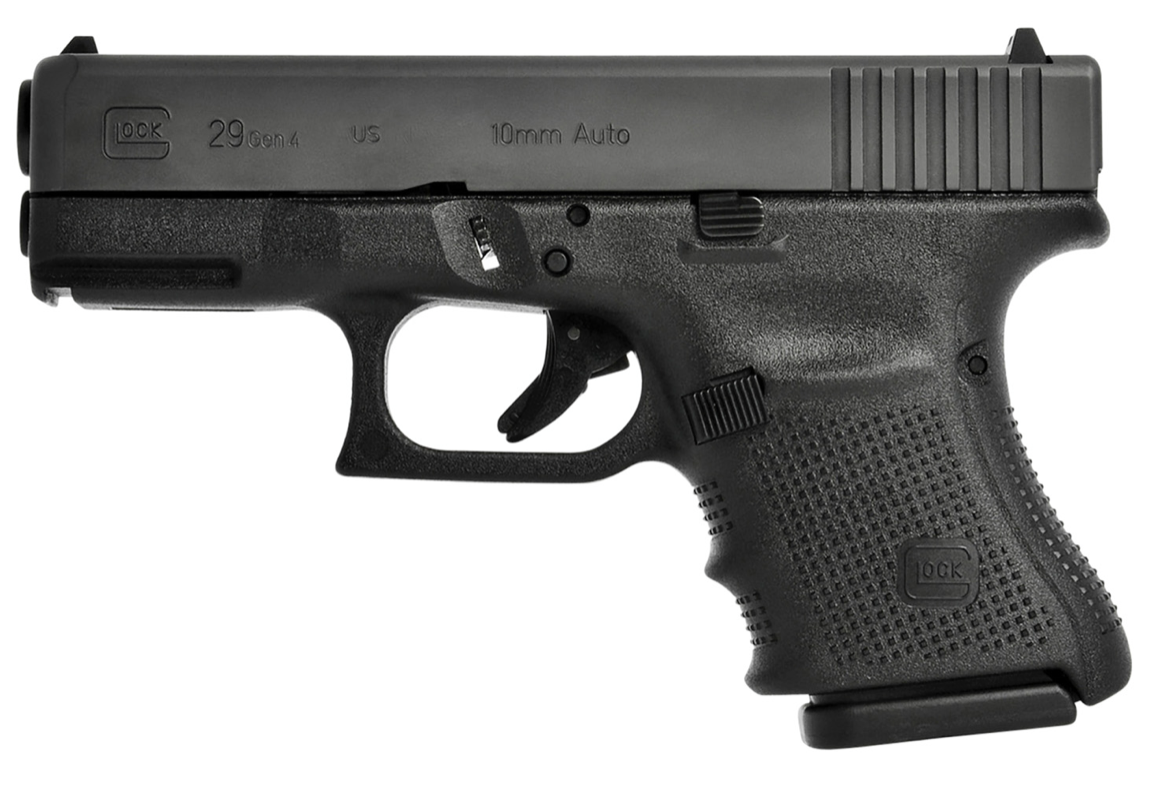 Glock G29 Gen4 Subcompact 10mm Auto 3.78&quot; Barrel 10+1, Black Frame &amp; Slide, Modular Backstrap, Reversible Mag. Catch, Safe Action Trigger (US Made)