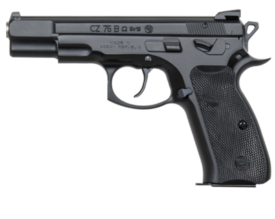 CZ-USA 01136 CZ 75 B Omega Convertible 9mm Luger 10+1 4.60&quot; Non-Tilted, Cold Hammer Forged Barrel, Black Inside Railed Slide, Black Polycoat Steel w/Picatinny Rail/Serrated Trigger Guard &amp; Beavertail,