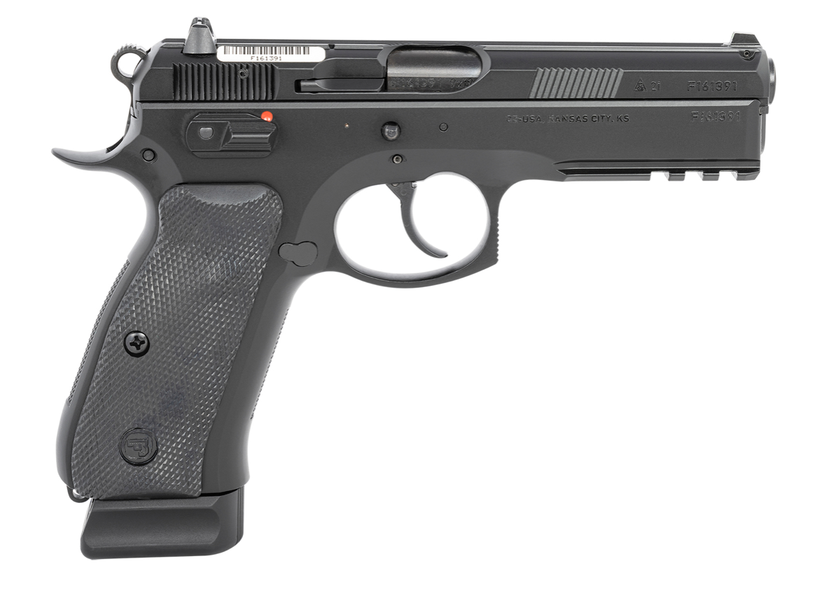 CZ-USA 89152 CZ 75 SP-01 9mm Luger 18+1 4.60&quot; Non-Tilted, Cold Hammer Forged Barrel, Black Inside Railed/Serrated Slide, Black Polycoat Steel w/Picatinny Rail/Serrated Trigger Guard &amp; Beavertail Frame