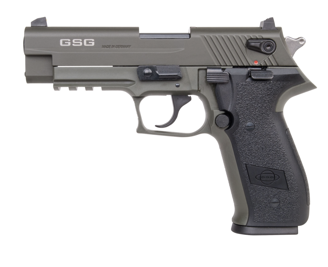 GSG GERG2210FFG FireFly 22 LR 10+1 4&quot; Green Steel Barrel, Serrated Slide, Zinc Alloy w/Accessory Rail Frame, Black Polymer Grip