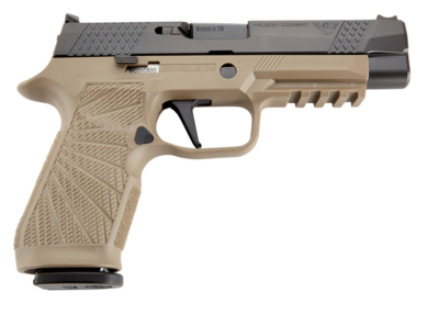 Wilson Combat SIGWCP320F9TATS P320 9mm Luger Caliber with 4.70&quot; Barrel, 17+1 Capacity, Tan Finish Picatinny Rail/Action Tuned Straight Trigger Frame, Serrated Black DLC Stainless Steel Slide &amp; Polymer
