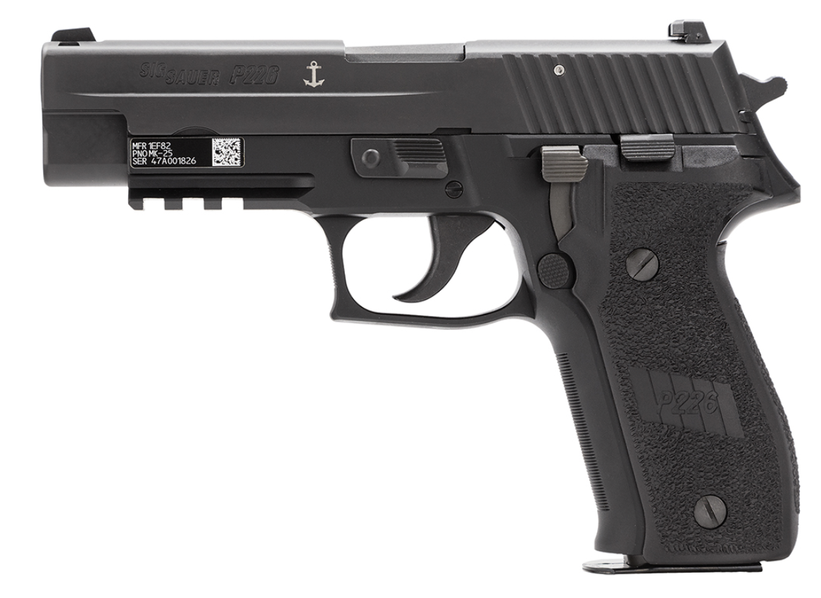 Sig Sauer MK25 P226 MK25 9mm Luger Caliber with 4.40&quot; Barrel, 15+1 Capacity, Black Hardcoat Anodized Finish Aluminum Picatinny Rail Frame, Serrated Black Nitron Stainless Steel Slide &amp; Black Polymer G