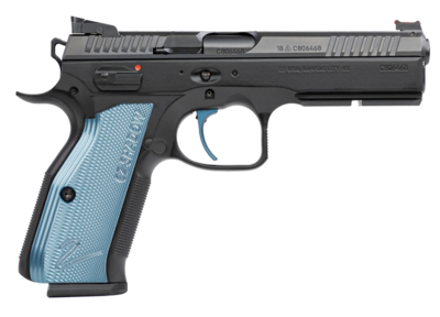 CZ-USA 91245 Shadow 2 SA 9mm Luger Caliber with 4.89&quot; Non-Tilted Barrel, 17+1 Capacity, Black Polycoat Finish Picatinny Rail &amp; Beavertail Frame, Inside Railed Black Nitride Steel Slide &amp; Checkered Blu