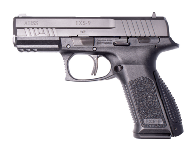 American Tactical FXS-9 9mm Luger Striker Fire 4.10&quot; Barrel 17+1, Black Frame With Accessory Rail, Serrated Nitride Finished Steel Slide, Texture Interchangeable Backstrap Grip