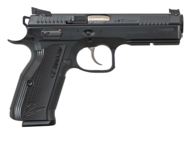 CZ-USA 91763 AccuShadow 2 Custom 9mm Luger 17+1 4.89&quot; Non-Tilted, Cold Hammer Forged Barrel, Black Nitride Inside Railed/Serrated Slide, Black Polycoat Steel w/Picatinny Rail/Serrated Trigger Guard &amp;