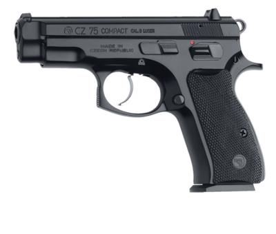CZ-USA 91194 CZ 75 D PCR Compact 9mm Luger 14+1 3.75&quot; Black Non-Tilted, Cold Hammer Forged Barrel, Black Inside Railed Slide Black Polycoat Aluminum with Serrated Trigger Guard &amp; Beavertail Black Rubb