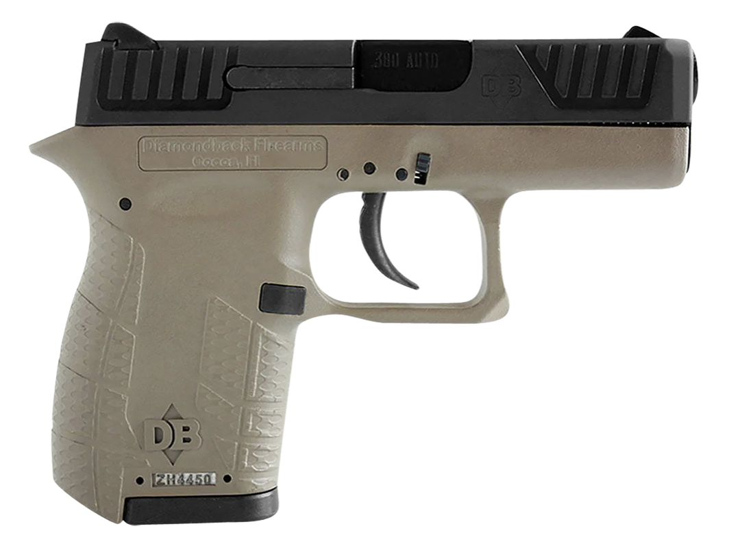 Diamondback DB0100E061 G4 380 ACP 6+1 2&quot; Stainless Steel Barrel, Black Serrated Slide, Flat Dark Earth Polymer Frame w/Beavertail, FDE Polymer Grips