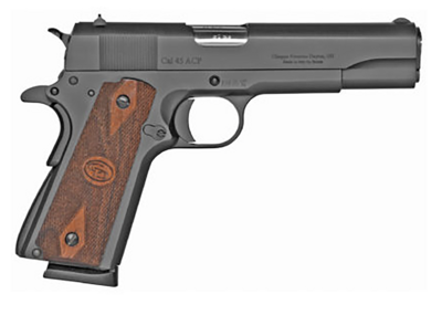 Charles Daly 440111 1911 Field Grade 45 ACP 8+1 5&quot; Barrel, Steel Frame w/Black Finish, Serrated Black Steel Slide, Diamond Checkered Walnut Grip, Manual Safety
