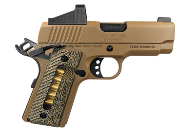 Girsan 390049 MC1911 SC Ultimate 45 ACP Caliber with 3.40&quot; Barrel, 6+1 Capacity, Overall Flat Dark Earth Finish, Extended Beavertail Frame, Serrated/Optic Cut Steel Slide, &amp; G10 with Integrated Capaci