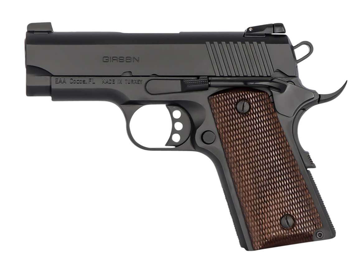 Girsan 390038 MC1911 SC 9mm Luger Caliber with 3.40&quot; Barrel, 9+1 Capacity, Black Finish Beavertail Frame, Serrated/Optic Cut Blued Steel Slide &amp; Checkered Laminate Grip