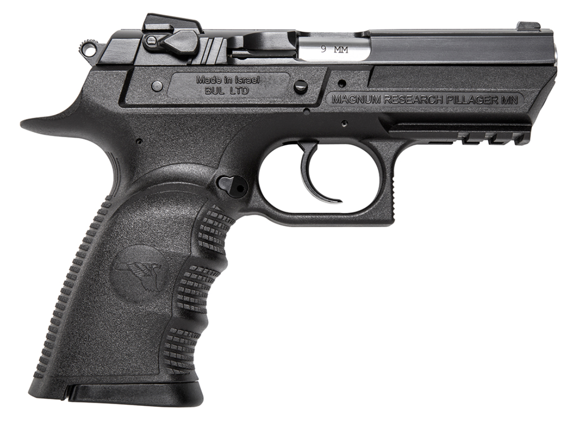 Magnum Research BE99153RSL Baby Eagle III Semi-Compact 9mm Luger Caliber with 3.85&quot; Barrel, 15+1 Capacity, Black Finish Picatinny Rail/Beavertail Frame, Matte Black Oxide Carbon Steel Slide &amp; Finger G