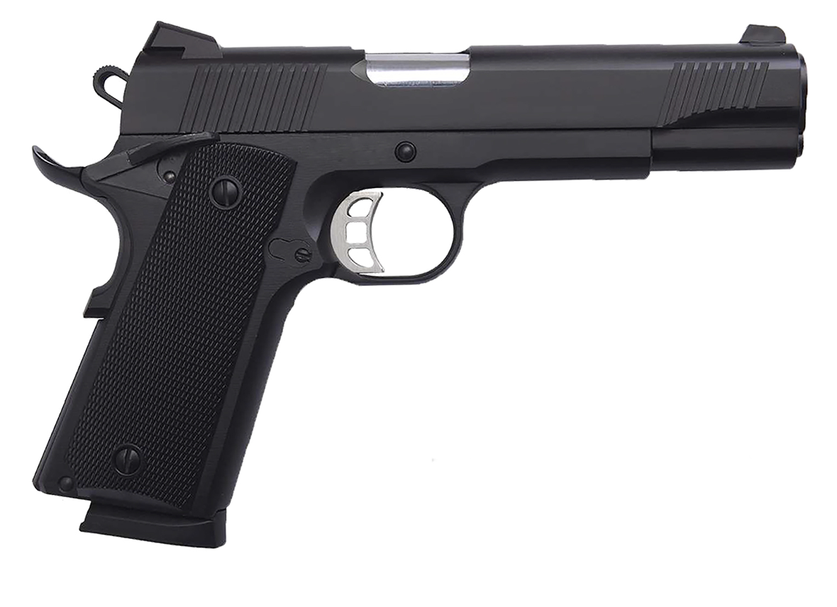 Tisas 10100506 1911 Duty 9mm Luger Caliber with 5&quot; Barrel, 9+1 Capacity, Black Cerakote Steel with Beavertail Frame, Serrated Black Cerakote Steel Slide, &amp; Black Polymer Grip