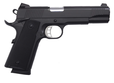 Tisas 10100506 1911 Duty 9mm Luger Caliber with 5&quot; Barrel, 9+1 Capacity, Black Cerakote Steel with Beavertail Frame, Serrated Black Cerakote Steel Slide, &amp; Black Polymer Grip