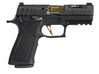 Sig Sauer P320V00210 P320 XCarry X 9mm Luger 10+1 3.90&quot; TiN Gold Barrel, Nitron DLC Optic Ready/Serrated Slide, Black Stainless Steel w/Picatinny Rail, Black Polymer Grips