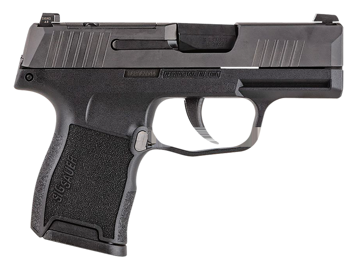 Sig Sauer 365380BSSMS P365 380 ACP 10+1 3.10&quot; Carbon Steel Barrel, Black Nitron Optic Ready/Serrated SS Slide, Black Nitron Stainless Steel Frame w/Sig Rail, Black Polymer Grips