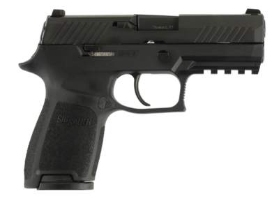 Sig Sauer 320C9B10 P320 Compact Striker Fire 9mm Luger Caliber with 3.90&quot; Barrel, 10+1 Capacity, Black Finish Picatinny Rail Frame, Serrated Black Nitron Stainless Steel Slide &amp; Polymer Grip