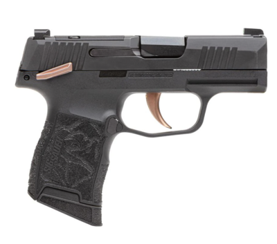 Sig Sauer 365380ROSEMS P365 Rose 380 Cal 10+1 3.10&quot; Black Barrel, Black Nitron Optic Ready/Serrated w/&quot;Rose&quot; Engraved Slide, Black Steel Frame w/Matte Rose Controls, Black Polymer w/Rose Engraved Grip