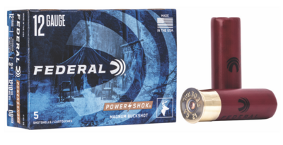 Federal Power-Shok Magnum 12 Gauge 2.75&quot; 1 3/16 oz 1325 fps 000 Buck Shot 5 Bx