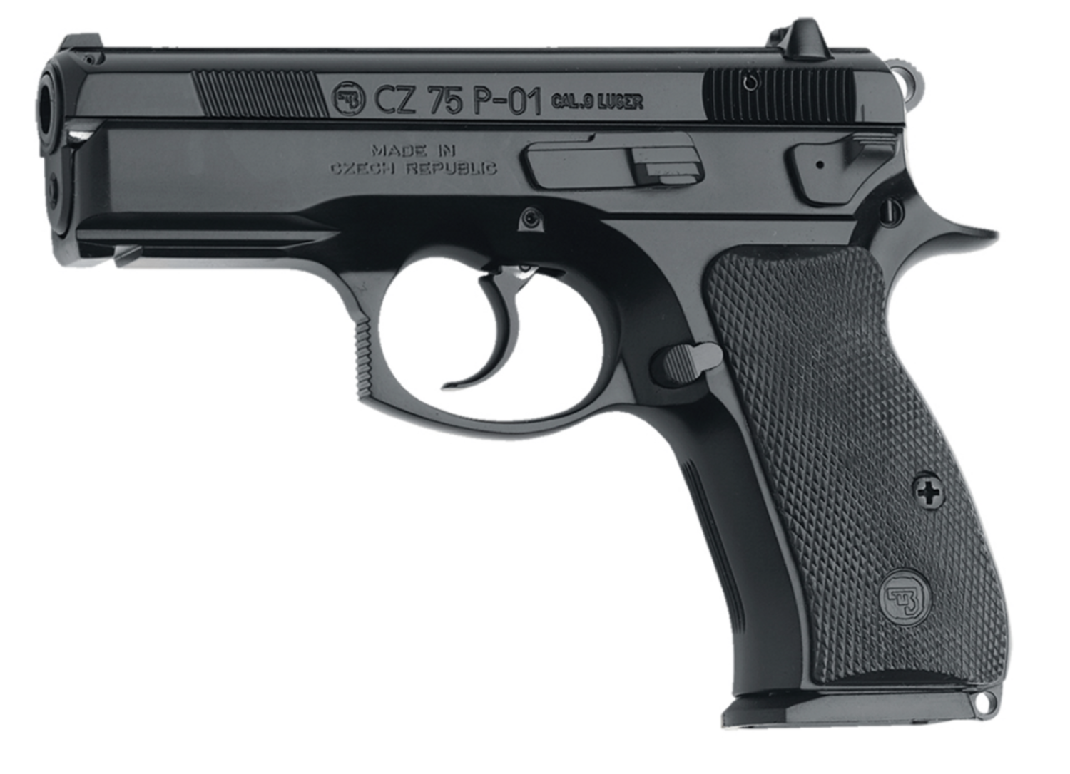 CZ-USA CZ 75 P-01 *CA Compliant 9mm Luger 3.75&quot; 10+1 Black Black Steel Slide Black Polymer Grip