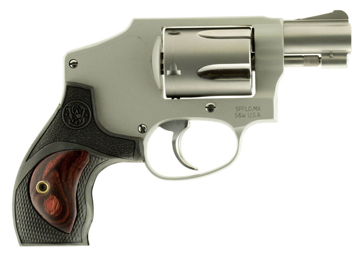 Smith &amp; Wesson 10186 Model 642 Performance Center 38 S&amp;W Spl +P Stainless Steel 1.88&quot; Barrel &amp; 5rd Cylinder Cut For Moon Clips, Matte Silver Aluminum Alloy J-Frame, Polymer With Integrated Wood Insert