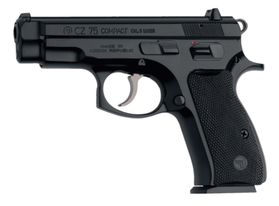 CZ-USA 91190 CZ 75 Compact 9mm Luger 14+1 3.75&quot; Non-Tilted, Cold Hammer Forged Barrel, Black Inside Railed Slide, Black Polycoat Steel w/Serrated Trigger Guard &amp; Beavertail, Black Plastic Grips