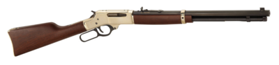 Henry H009B Lever Brass 30-30 Win Caliber with 5+1 Capacity, 20&quot; Octagon Blued Barrel, Polished Brass Metal Finish &amp; American Walnut Stock Right Hand (Full Size)