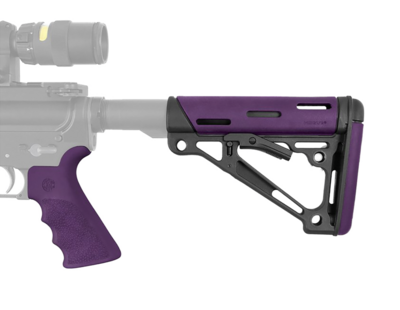 Hogue 15655 OverMolded 2-Piece Kit Purple OverMolded Rubber Black Synthetic Collapsible for AR-15, M16, M4