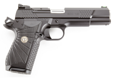 Wilson Combat EDCXLP9 1911 EDC X9L 9mm Luger Caliber with 5&quot; Barrel, 15+1 Capacity, Black Armor-Tuff Finish Aluminum Beavertail Frame, Serrated Black DLC Stainless Steel Slide &amp; Black G10 Starburst Gr