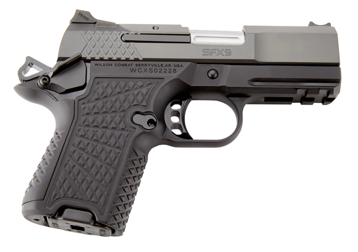 Wilson Combat SFX9SCR3A SFX9 Subcompact 9mm Luger Caliber with 3.25&quot; Barrel, 10+1 or 15+1 Capacity, Black Finish Aluminum Picatinny Rail/Beavertail Frame, Serrated Black DLC Stainless Steel Slide, Bla
