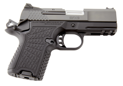 Wilson Combat SFX9SCR3A SFX9 Subcompact 9mm Luger Caliber with 3.25&quot; Barrel, 10+1 or 15+1 Capacity, Black Finish Aluminum Picatinny Rail/Beavertail Frame, Serrated Black DLC Stainless Steel Slide, Bla
