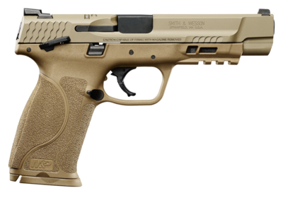 Smith &amp; Wesson 11537 M&amp;P M2.0 9mm Luger 5&quot; Barrel 17+1, Flat Dark Earth Polymer Frame With Picatinny Acc. Rail, Armornite Stainless Steel Slide, Manual Safety