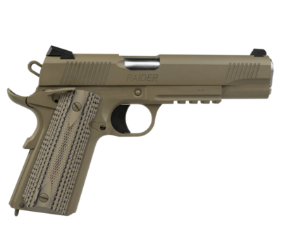 Tisas 10100505 1911 Duty 45 ACP 10+1 5&quot; Black Cold Hammer Forged Barrel, Flat Dark Earth Cerakote Serrated Steel Slide, Flat Dark Earth Cerakote Steel Frame w/Beavertail Frame