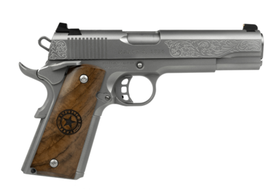 SDS/TISAS 1911 .45 ACP 5&quot; BARREL STAINLESS HAND ENGRAVED REPUBLIC OF TEXAS