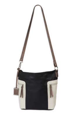 Bulldog Hobo Black/Tan PU Leather 11&quot; x 11&quot; x 6&quot;