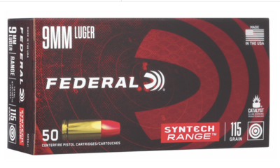 Federal American Eagle Syntech Range 9mm Luger 115 gr Total Syntech Jacket Flat Nose (TSF) 50 Per Box