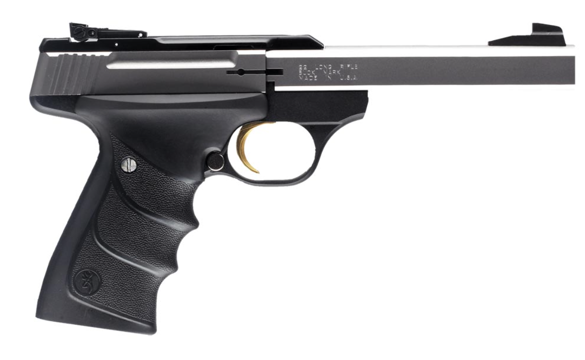 Browning 051409490 Buck Mark Standard *CA Compliant 22 LR 10+1 5.50&quot; Slab Side Barrel, Stainless Serrated SS Slide, Matte Black Aluminum Frame, Finger Grooved Black Ultragrip RX Grip