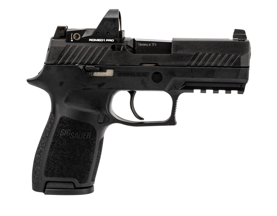 Sig Sauer 320C-9-B-RXZP-10320C P320 Compact RXZP 9mm Luger 10+1 3.90&quot; Black Nitron Serrated SS Slide, Black Nitron w/Picatinny Rail Frame, Black Polymer Grip *Features ROMEO ZERO