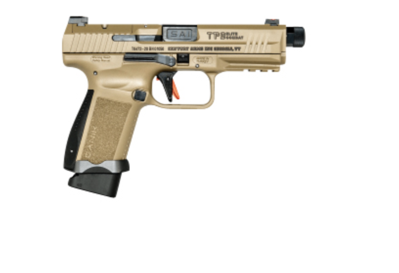 Canik HG6481DN TP9 Elite Combat 9mm Luger 18+1 4.73&quot; Threaded Barrel, Flat Dark Earth Cerakote Frame w/Picatinny Accessory Rail, Serrated Steel Slide w/Optic Cut, Black Interchangeable Backstrap Grip,
